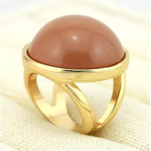 Chic Gold and Brown Stone Ring - Picture 1 of 3